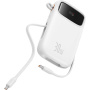 Baseus Qpow2 powerbanka s integrovanými kabely USB-C a porty USB-C / USB-A - 20 000 mAh - bílá