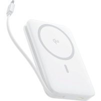 Baseus PicoGo Qi2 bezdrátová MagSafe powerbanka s integrovaným kabelem USB-C a portem USB-C - 10 000 mAh - bílá