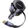 Baseus Enjoyment Max sada autonabíječky s porty USB-C / USB-A a výsuvných kabelů USB-C - 90W - 0,8 m - černá