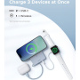 UGREEN MagFlow bezdrátová MagSafe powerbanka s integrovaným kabelem USB-C a portem USB-C - 10 000 mAh - modrá