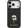 Karl Lagerfeld Fixed Glitter Metal Ikonik třpytivý kryt pro iPhone 17 Pro - černý