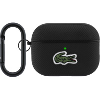 Lacoste Petit Pique Croc Logo Patch obal s karabinou pro AirPods Pro 3 - černý
