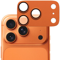PanzerGlass FENDER tvrzené sklo s kovovým rámečkem k ochraně čoček fotoaparátu pro iPhone 17 Pro - oranžové
