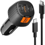 Spigen Essential sada autonabíječky s porty 2x USB-C / USB-A a kabelu USB-C na USB-C - 113W - 1 m - černá