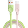 ESSAGER ES-X73 opletený nabíjecí a datový kabel - USB-A na USB-C - 1 m - zelenorůžový