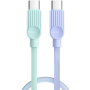 ESSAGER ES-X73 opletený nabíjecí a datový kabel - USB-C na USB-C - 25 cm - mentolovofialový