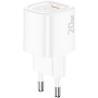 ESSAGER ES-CD54 mini rychlonabíjecí adaptér s porty USB-C / USB-A - 20W - bílý