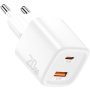 ESSAGER ES-CD54 mini rychlonabíjecí adaptér s porty USB-C / USB-A - 20W - bílý
