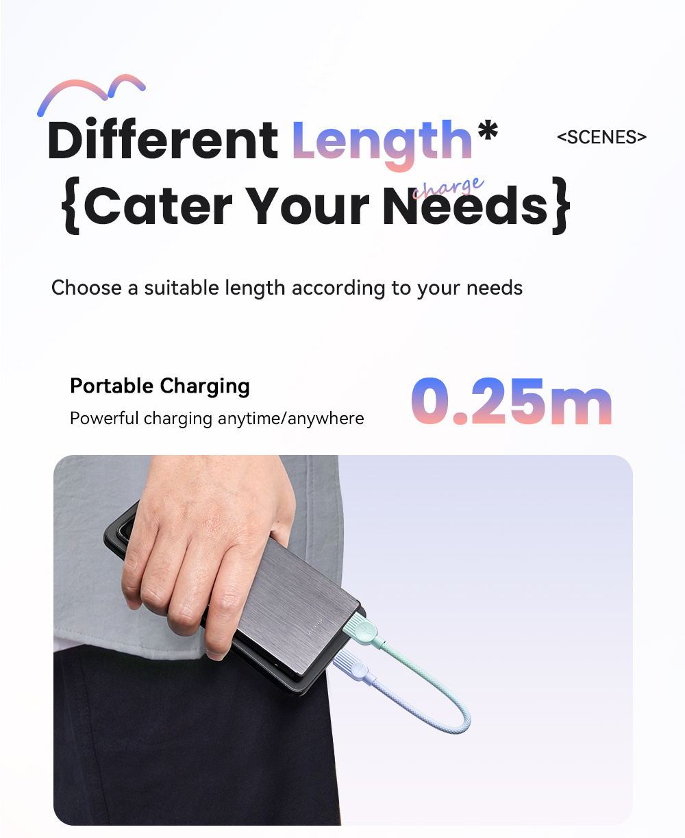 ESSAGER ES-X73 opletený nabíjecí a datový kabel - USB-A na USB-C - 1 m - mentolovofialový