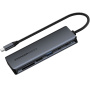 ESSAGER ES-HB01 7v1 hub - SSD disk / slot na SD / TF kartu / 2x USB-C / 2x USB-A na USB-C - tmavě šedý