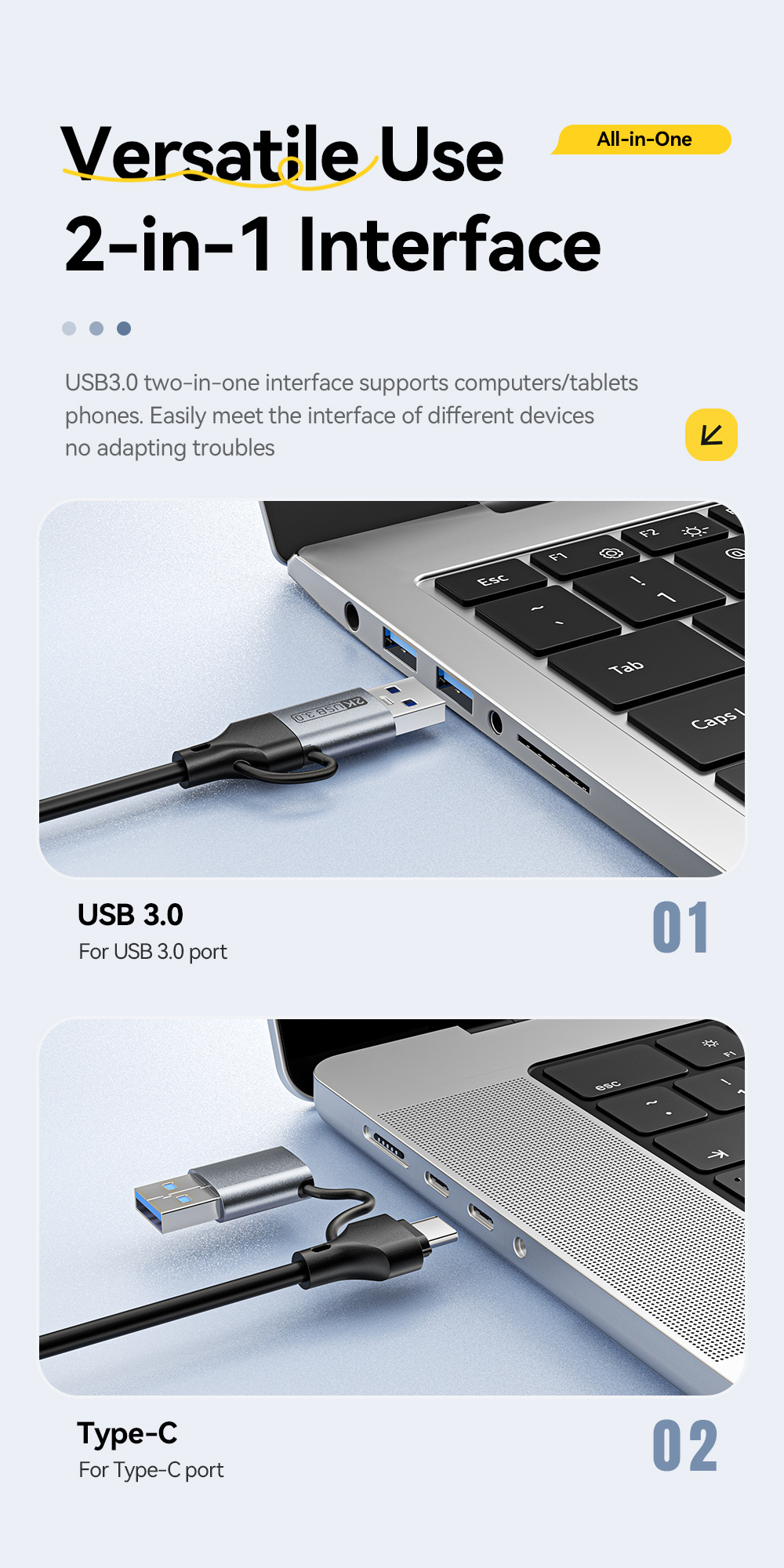 ESSAGER ES-CJK01 2v1 video redukce - HDMI na USB-C / USB-A - tmavě šedá
