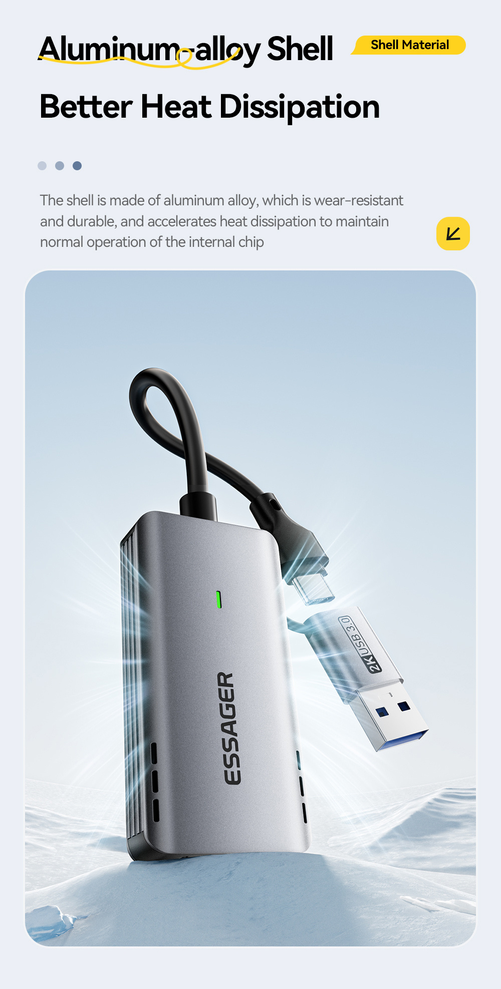 ESSAGER ES-CJK01 2v1 video redukce - HDMI na USB-C / USB-A - tmavě šedá