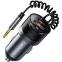 ESSAGER ES-CC20 Bluetooth FM transmitter do auta s porty USB-C / USB-A a kabelem 3,5 mm jack - 35W - šedý