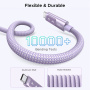 UGREEN Uno opletený nabíjecí a datový kabel - USB-C na USB-C - 2 m - fialový