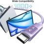 UGREEN Uno opletený nabíjecí a datový kabel - USB-C na USB-C - 2 m - fialový