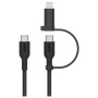 BELKIN Boost Charge Pro 2v1 opletený nabíjecí a datový kabel - USB-C na USB-C / Lightning - 1,5 m - černý 