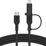 BELKIN Boost Charge Pro 2v1 opletený nabíjecí a datový kabel - USB-C na USB-C / Lightning - 1,5 m - černý 