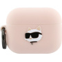 Karl Lagerfeld 3D Logo NFT Choupette Head silikonový obal pro AirPods Pro 3 - růžový