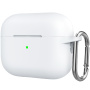 Silikonový ochranný obal s karabinou pro AirPods Pro 2 s Lightning konektorem - bílý