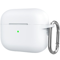 Silikonový ochranný obal s karabinou pro AirPods Pro 2 s Lightning konektorem - bílý