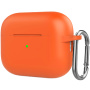 Silikonový ochranný obal s karabinou pro AirPods Pro 2 s Lightning konektorem - oranžový