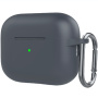 Silikonový ochranný obal s karabinou pro AirPods Pro 2 s Lightning konektorem - tmavě šedý