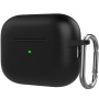 Silikonový ochranný obal s karabinou pro AirPods Pro 2 s Lightning konektorem - černý