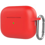 Silikonový ochranný obal s karabinou pro AirPods Pro 2 s Lightning konektorem - červený