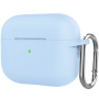 Silikonový ochranný obal s karabinou pro AirPods Pro 2 s Lightning konektorem - světle modrý