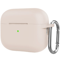 Silikonový ochranný obal s karabinou pro AirPods Pro 2 s Lightning konektorem - béžový