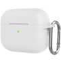 Silikonový ochranný obal s karabinou pro AirPods Pro 2 s Lightning konektorem - modrý svítící ve tmě