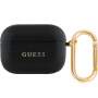 Guess Grained Classic Logo obal s karabinou pro AirPods Pro - černý