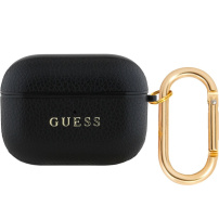 Guess Grained Classic Logo obal s karabinou pro AirPods Pro - černý
