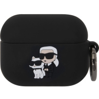 Karl Lagerfeld 3D Logo NFT Karl and Choupette silikonový obal pro AirPods Pro - černý