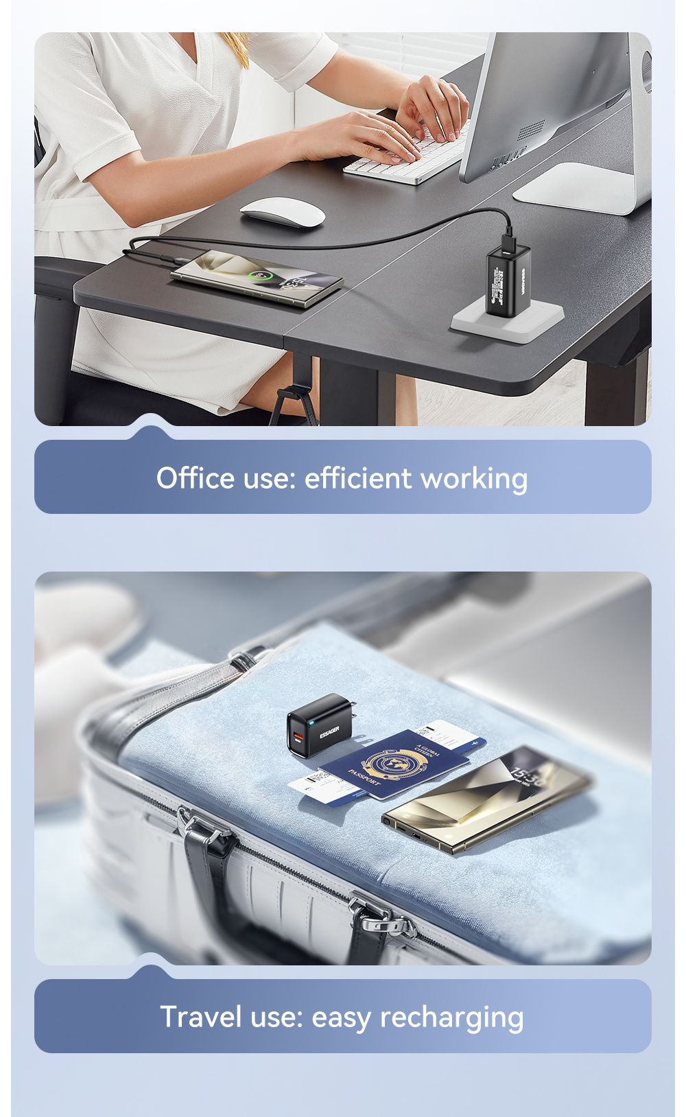 ESSAGER ES-CD60 rychlonabíjecí adaptér s portem USB-A - 45W - bílý