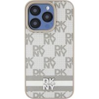 DKNY Checkered Pattern and Stripe kryt pro iPhone 13 Pro Max - béžový