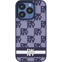 DKNY Checkered Pattern and Stripe kryt pro iPhone 15 Pro - tmavě modrý