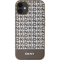 DKNY Repeat Pattern Bottom Stripe kryt s MagSafe pro iPhone 11 - hnědý