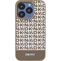 DKNY Repeat Pattern Bottom Stripe kryt s MagSafe pro iPhone 14 Pro Max - hnědý
