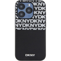 DKNY Repeat Pattern kryt s kapsou na karty pro iPhone 14 Pro - černý