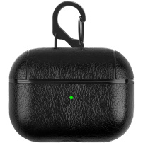 Obal z PU kůže s karabinou pro AirPods Pro - černý