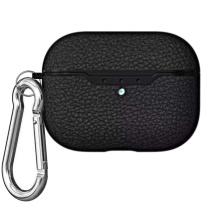 Obal s texturou kůže a karabinou pro AirPods Pro - černý
