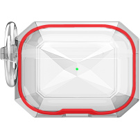 Odolný transparentní obal s barevným rámečkem pro AirPods Pro - červený