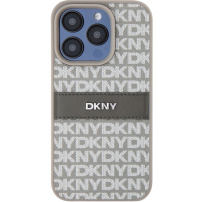 DKNY Repeat Pattern Tonal Stripe kryt pro iPhone 14 Pro Max - béžový