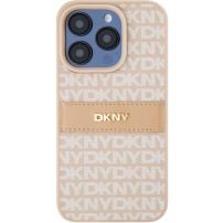 DKNY Repeat Pattern Tonal Stripe kryt pro iPhone 14 Pro Max - růžový