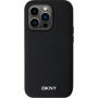 DKNY Silver Metal Logo kryt s MagSafe pro iPhone 14 Pro Max - černý