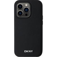 DKNY Silver Metal Logo kryt s MagSafe pro iPhone 14 Pro Max - černý