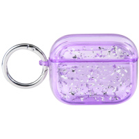 Transparentní obal se třpytkami pro AirPods Pro - fialový