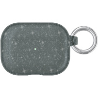 Transparentní třpytivý obal s karabinou pro AirPods Pro - šedý