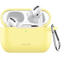 USAMS silikonový obal s karabinou pro AirPods Pro - žlutý